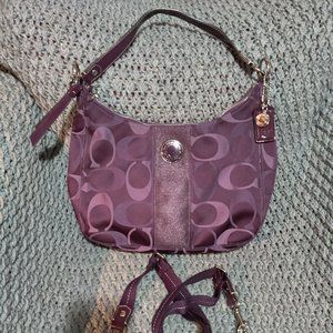 Coach Signature Stripe Convertible Hobo F20042